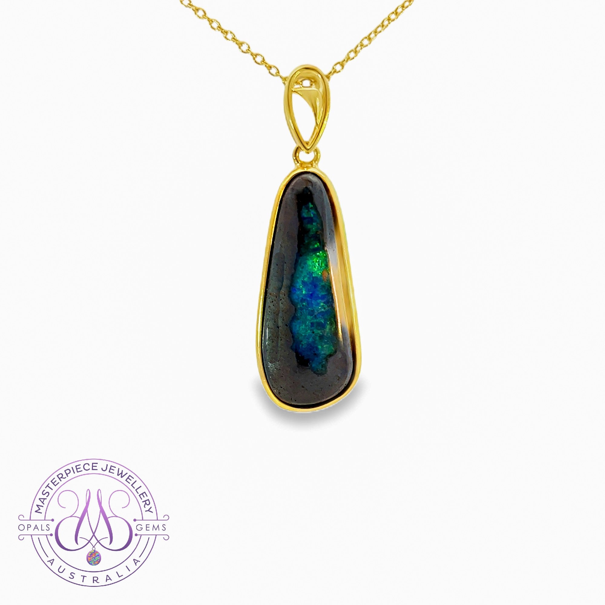 Gold Plated Silver Boulder Opal 13.65ct pendant