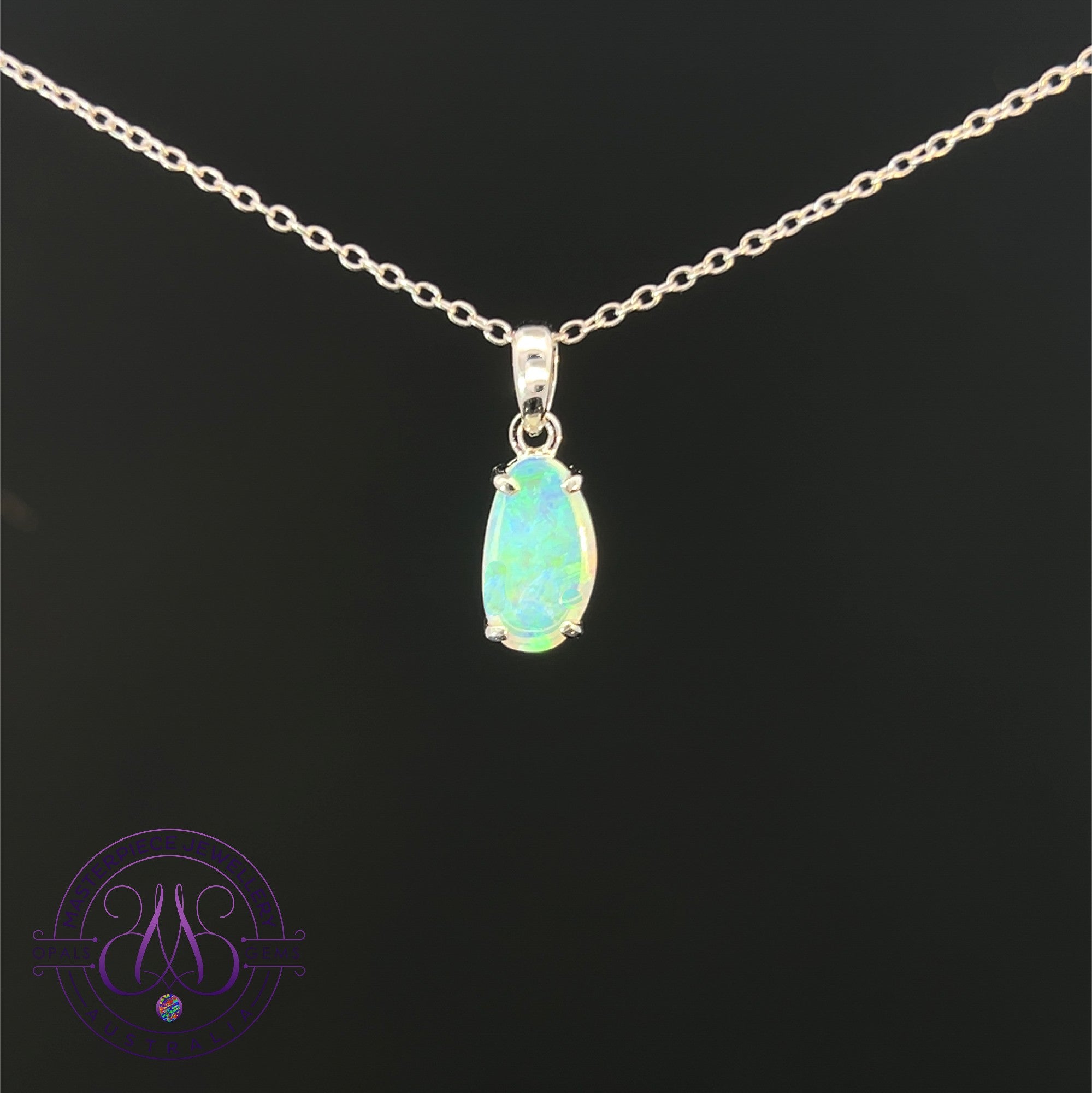 Sterling Silver Crystal Opal 0.8ct pendant