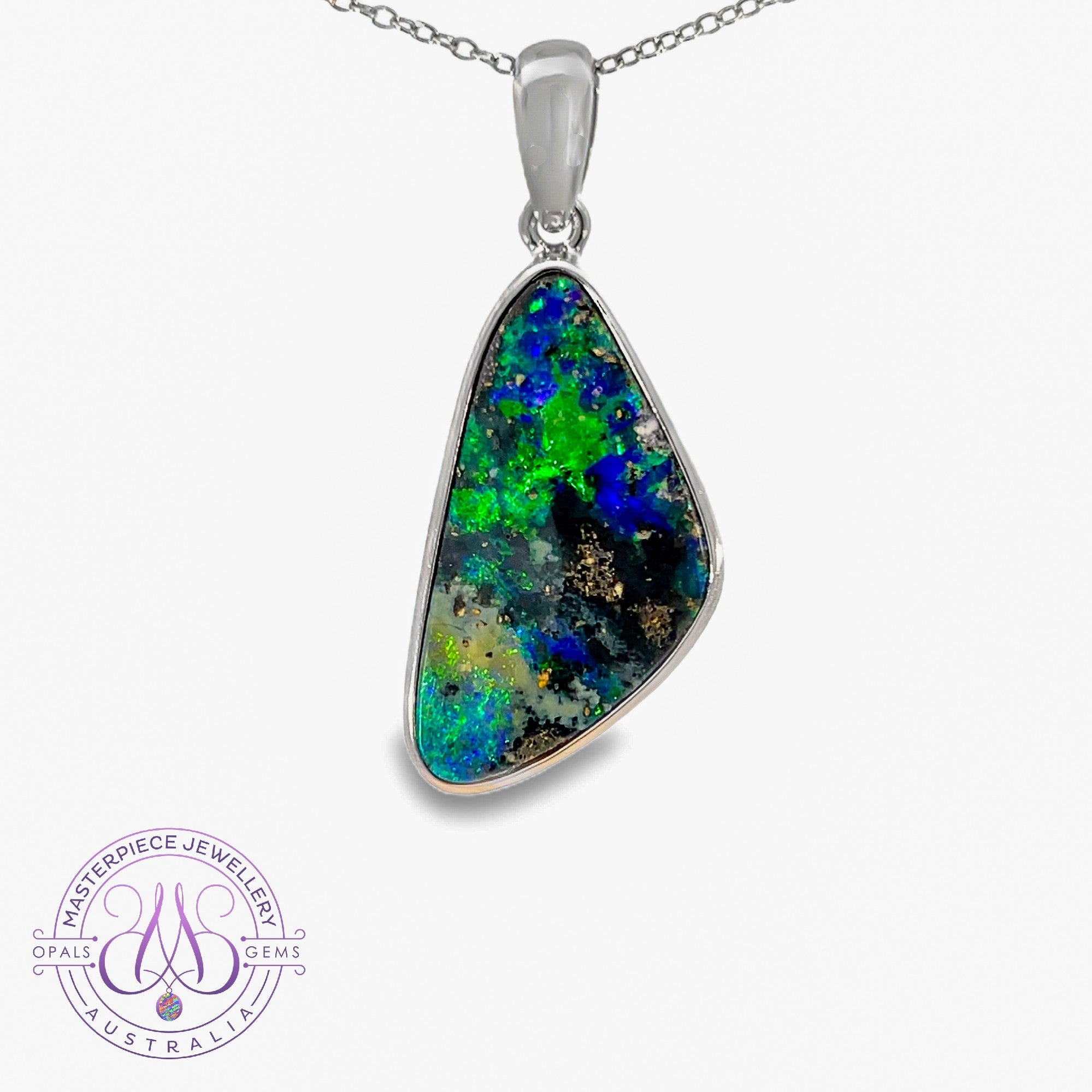 Sterling Silver Boulder Opal 10.3ct pendant