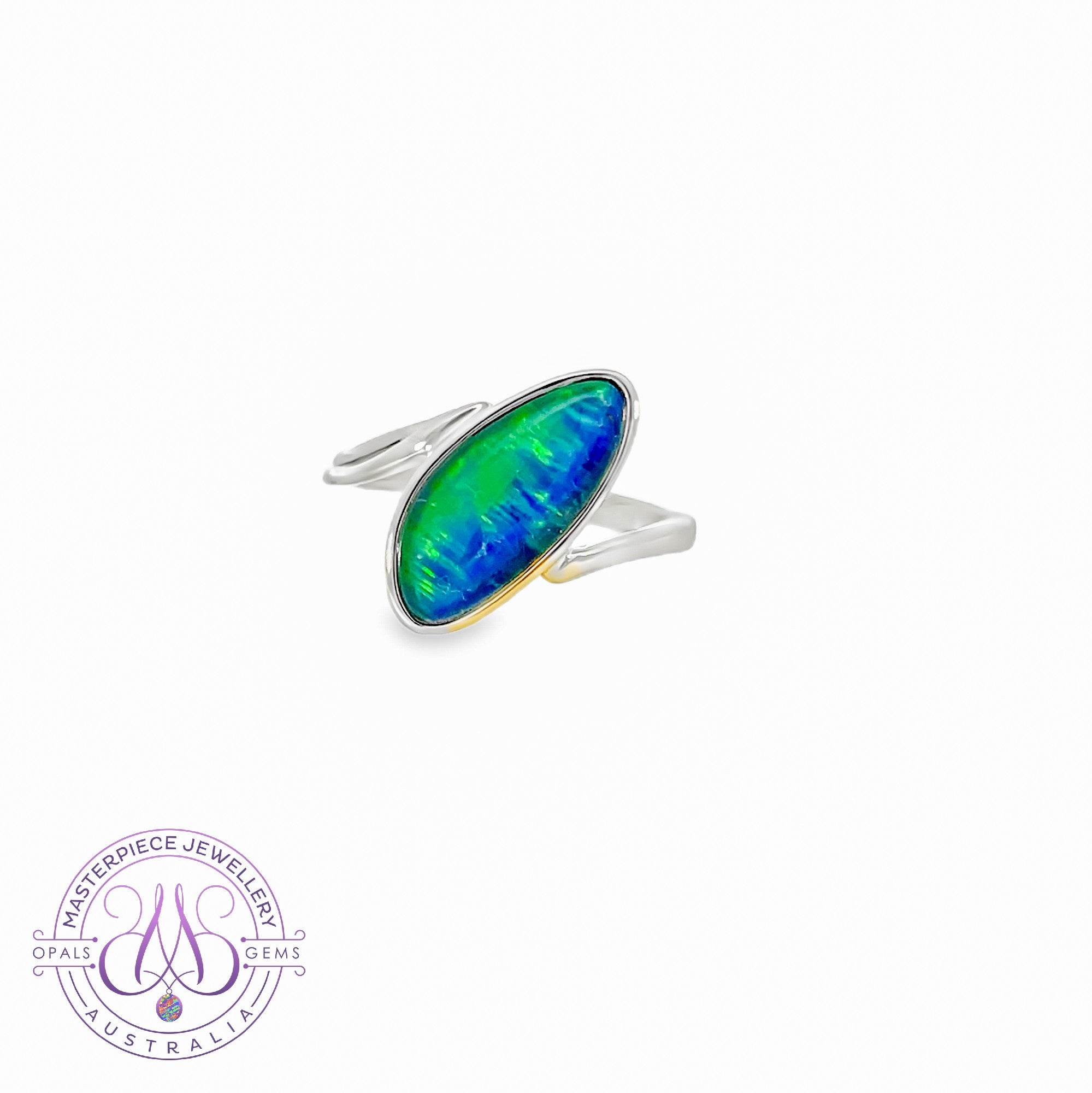 Sterling Silver 18x9mm Opal triplet ring