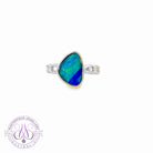 Sterling Silver Blue Green Triplet 13x9mm Opal ring