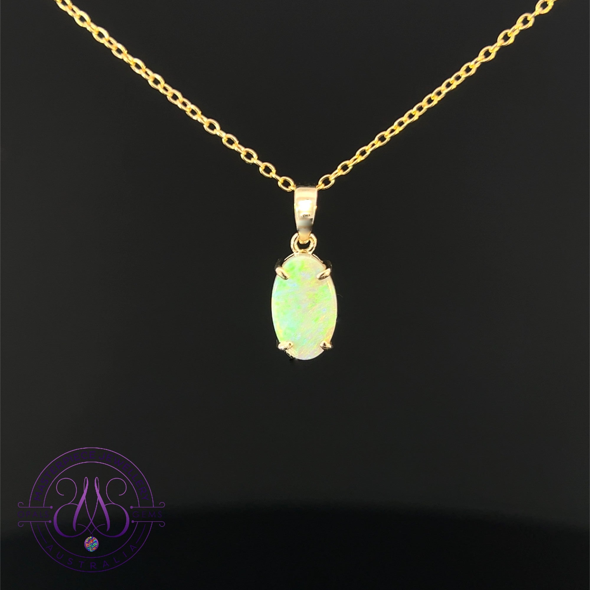 9kt Yellow Gold Black Opal 1.05ct pendant