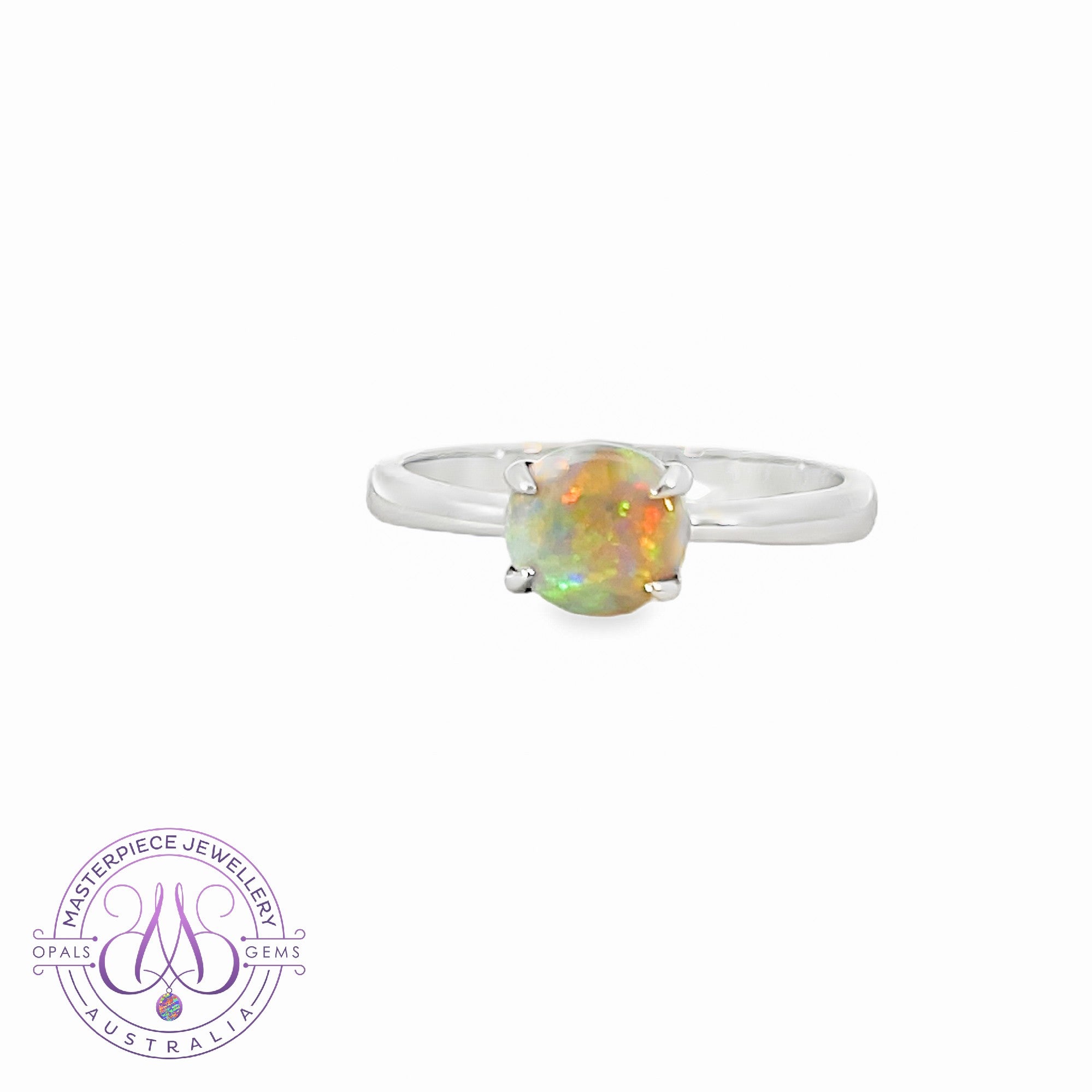 14kt White Gold solitaire Black Opal 0.8ct ring