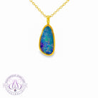 Gold plated Silver Opal 17x9mm doublet pendant