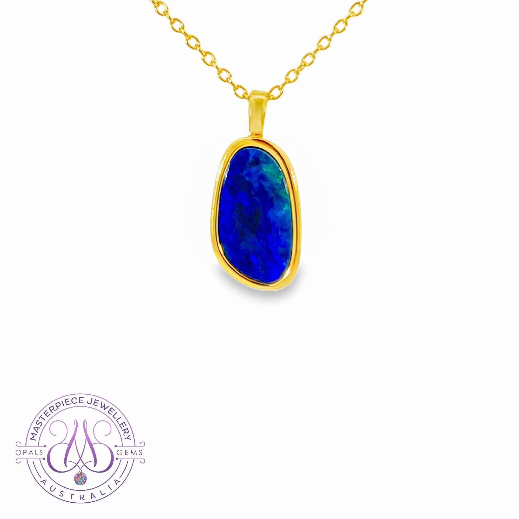 Gold plated Sterling Silver Opal doublet 15x9mm pendant