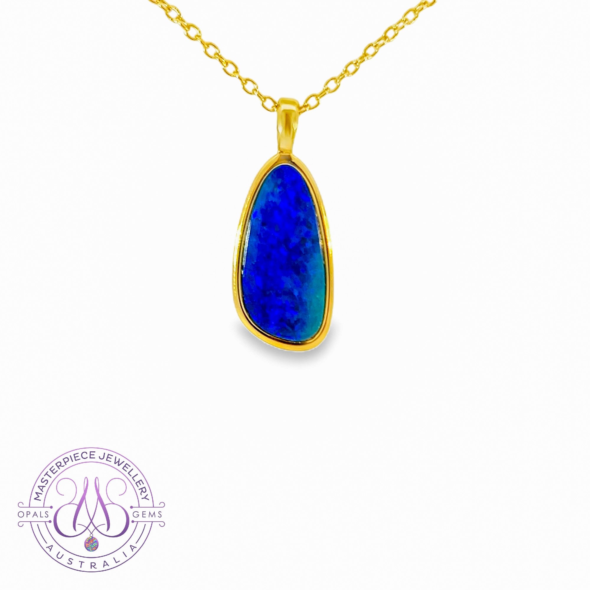 Gold plated sterling silver opal doublet 17x9mm pendant