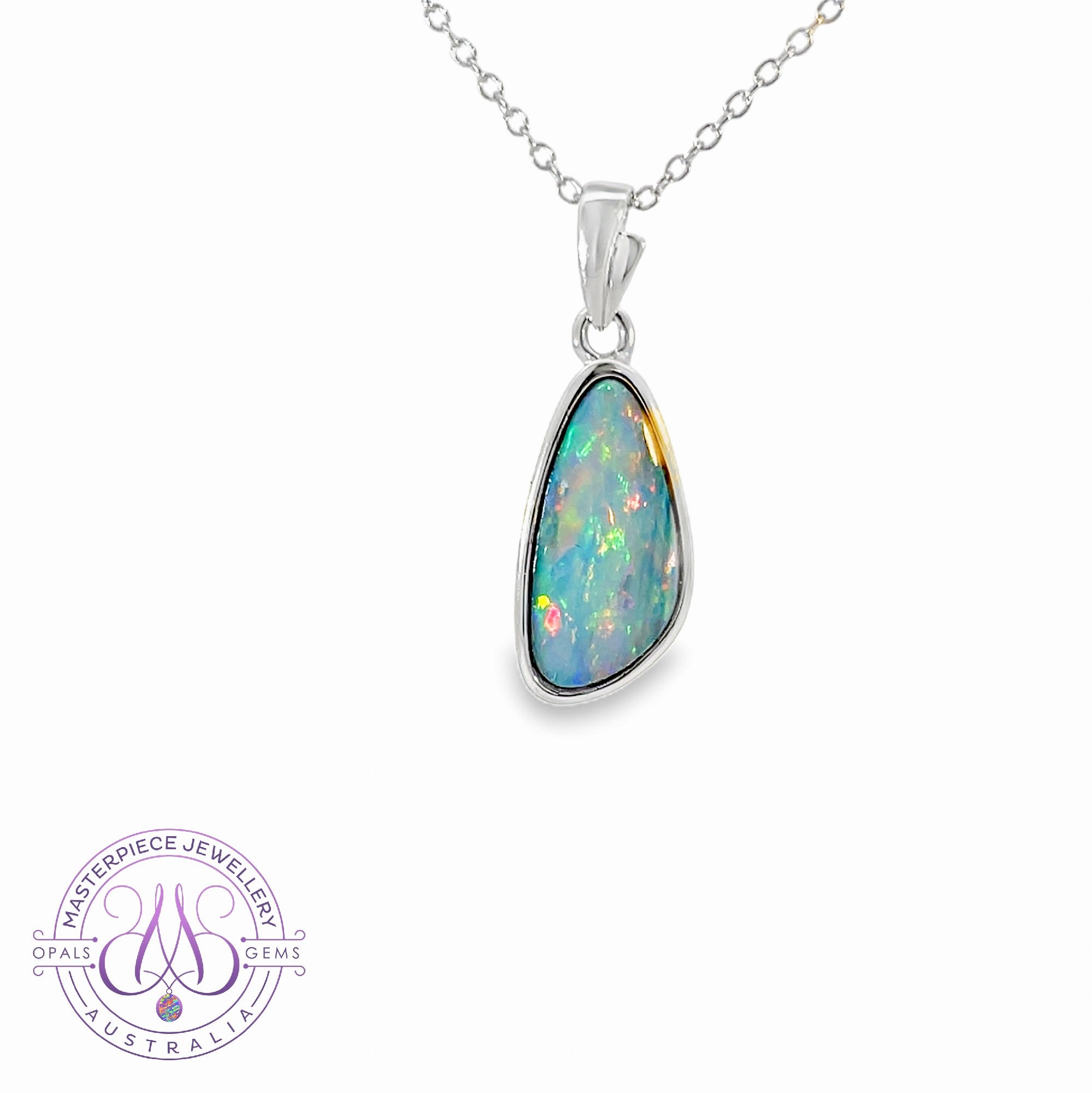 Sterling Silver 17x8mm Opal doublet pendant