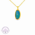 Gold plated silver opal doublet 15x8mm pendant