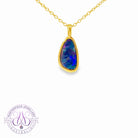 Gold plated silver opal doublet 17x8mm pendant