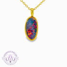 Gold Plated Sterling Silver opal doublet 15x8mm pendant