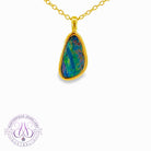 Gold plated silver 13x8mm opal doublet pendant