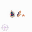 Rose Gold Plated Silver cluster pearshape studs Opal doublets 8x5mm