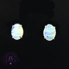 9kt White Gold 8x6mm Crystal Opal 1.3ct studs 