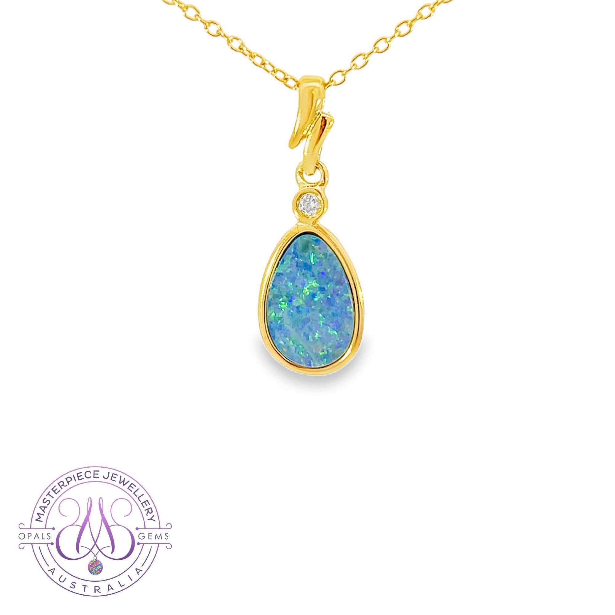 Gold Plated Silver Opal doublet 12x8mm pendant
