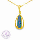 Gold Plated Silver Opal doublet 16x6mm pendant