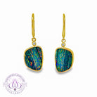 14kt Yellow gold dangling Opal doublet 5.85ct earrings