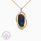 14kt Rose Gold Opal doublet 2.93ct and diamond pendant