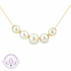 18kt Yellow Gold spacer graduating Akoya Pearl necklace