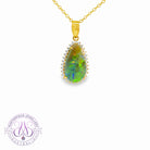 18kt Yellow Gold Black Opal pearshape 2.05ct diamond pendant