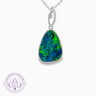 14kt White Gold Opal doublet 7.85ct and diamond pendant