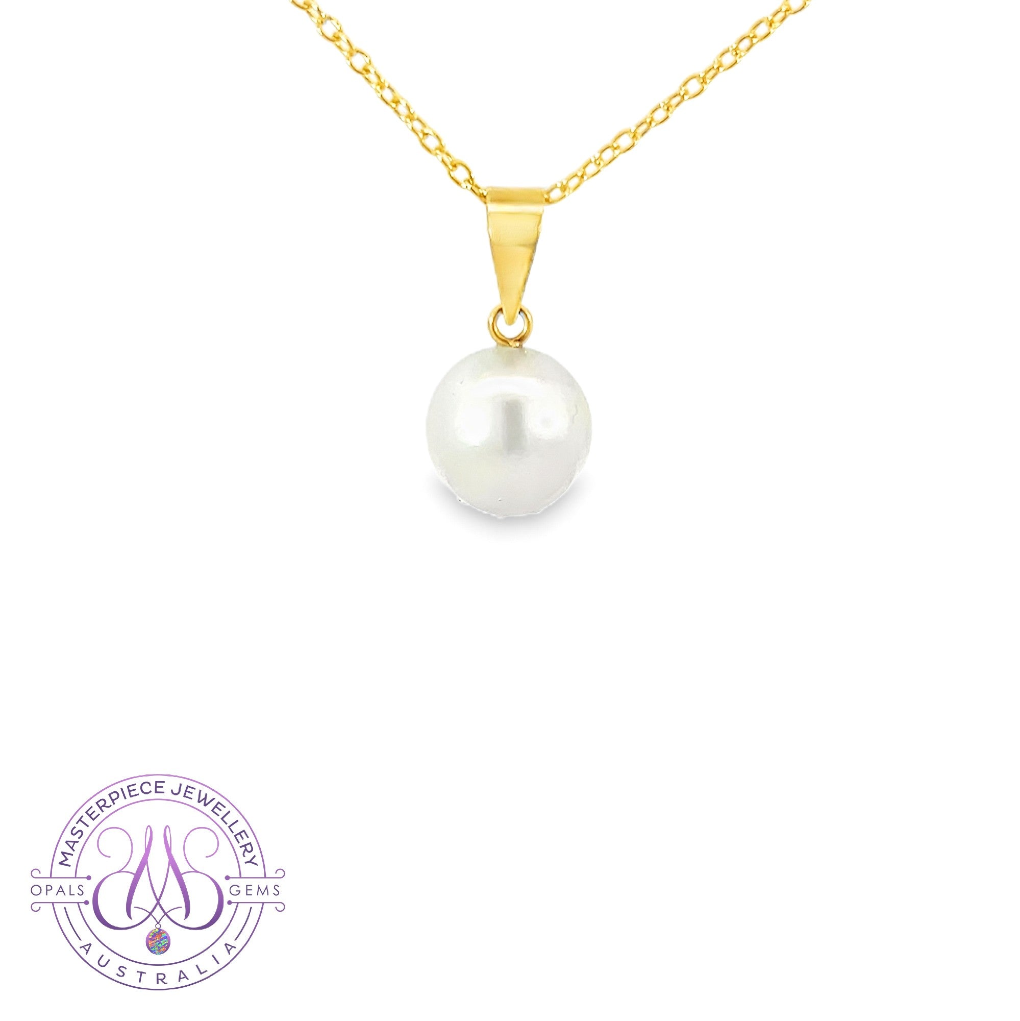 14kt Yellow Gold solitaire pendant South Sea Pearl 8.5-9mm