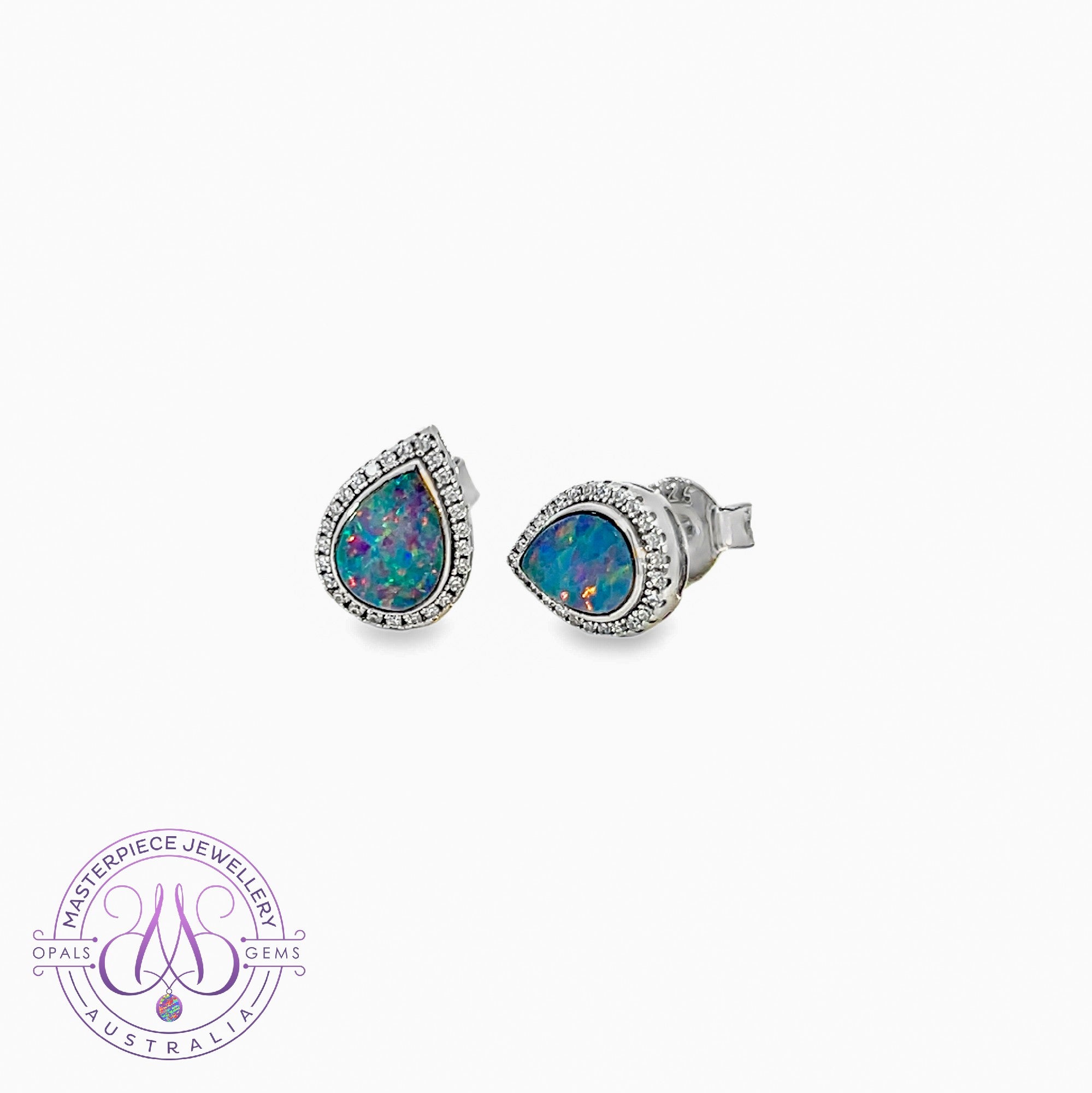 Sterling Silver teardrop cluster Opal doublet earrings 