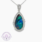 18kt White Gold Boulder Opal 7.45ct and diamond 0.58ct pendant