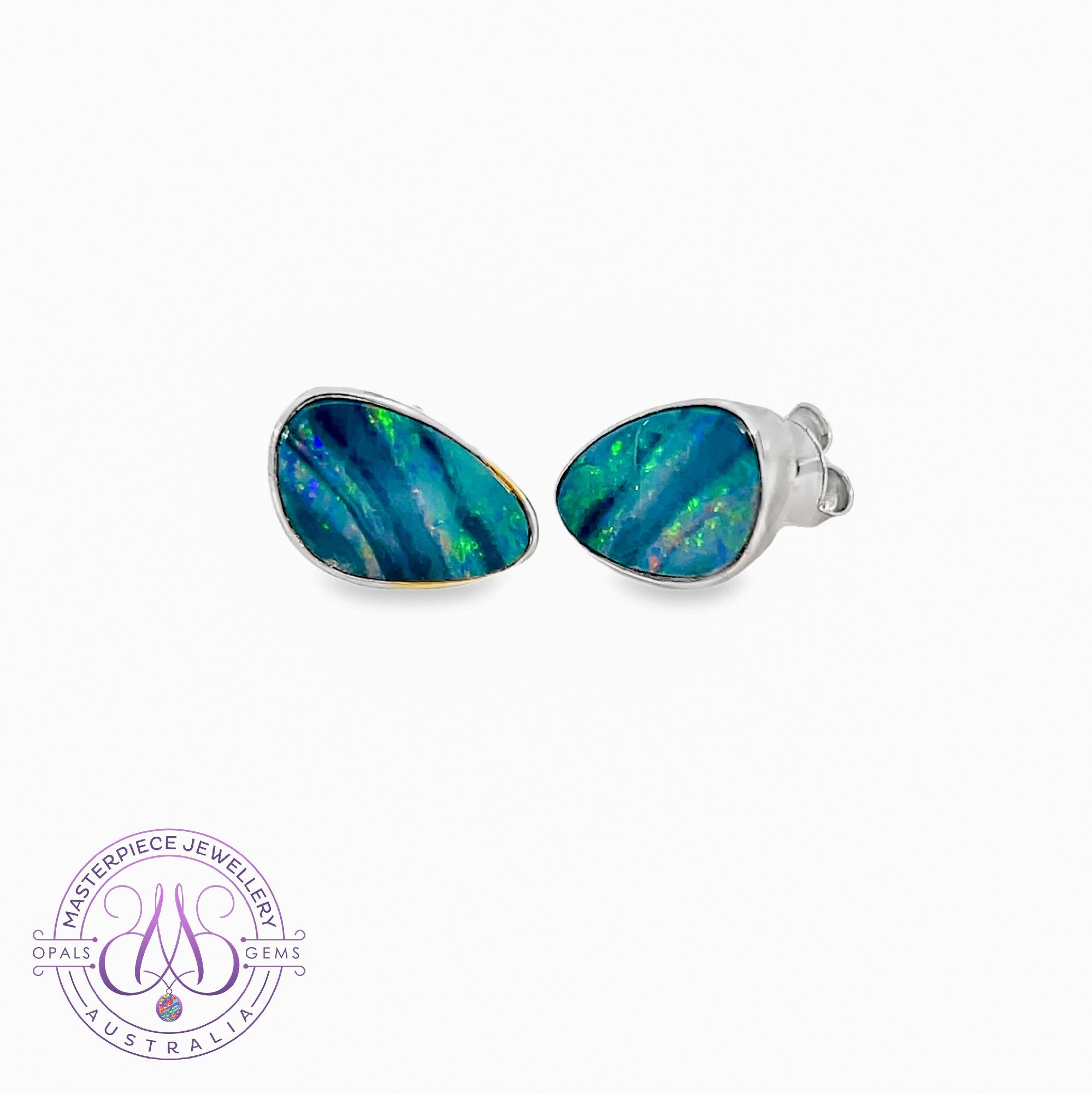 Sterling Silver Opal doublet 3.55ct studs 