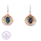 Sterlign Silver Two tone rose gold plated Reef design sea shell Doublet Opal earrings dangling