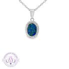 Sterling Silver Oval 7x5mm Opal doublet cluster pendant
