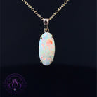 14kt Yellow Gold long Oval White Opal 3.01ct pendant