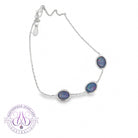 Silver 3 8x6mm Opal triplet spaced bracelet