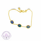 Gold Plated Silver 8x6mm Opal triplet bracelet 3 spaced
