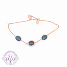 Rose Gold Silver 8x6mm Opal triplet 3 stone bracelet
