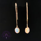 Rose Gold plated silver thread style dangling light Opal earrings 8x6mm 