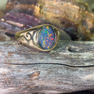 9kt Yellow Gold 12x10mm Opal triplet signet patterned ring - Masterpiece Jewellery Opal & Gems Sydney Australia | Online Shop
