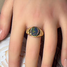 9kt Yellow Gold 12x10mm Opal triplet signet patterned ring - Masterpiece Jewellery Opal & Gems Sydney Australia | Online Shop