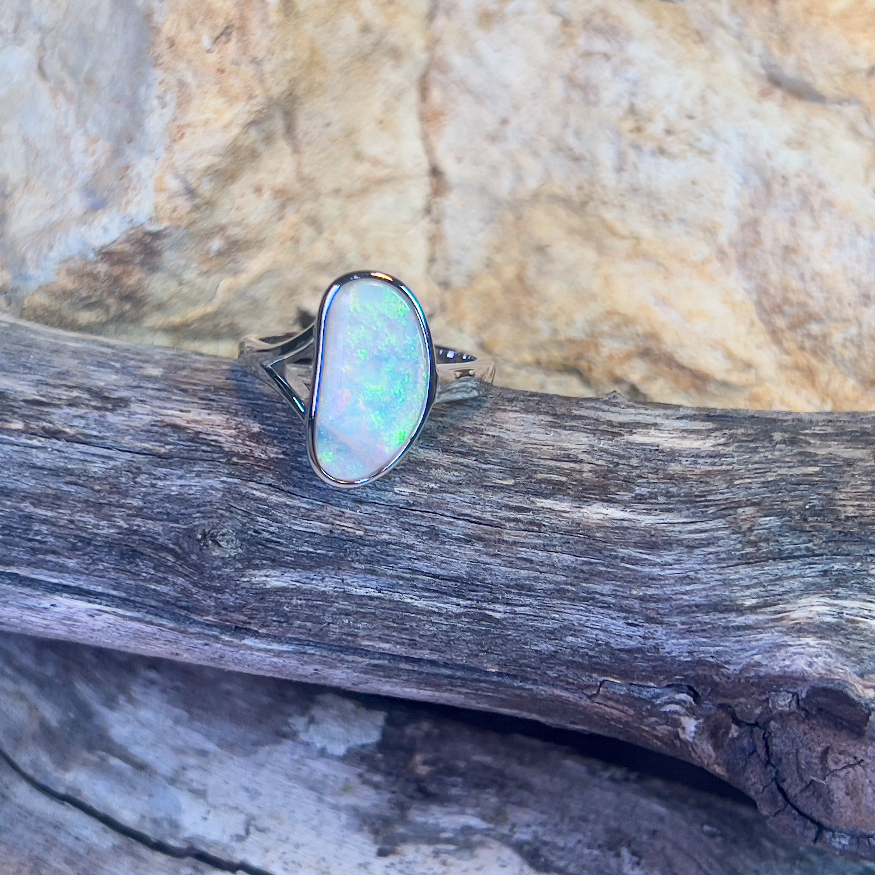 Sterling Silver freeform Crystal Opal ring 1.6ct - Masterpiece Jewellery Opal & Gems Sydney Australia | Online Shop