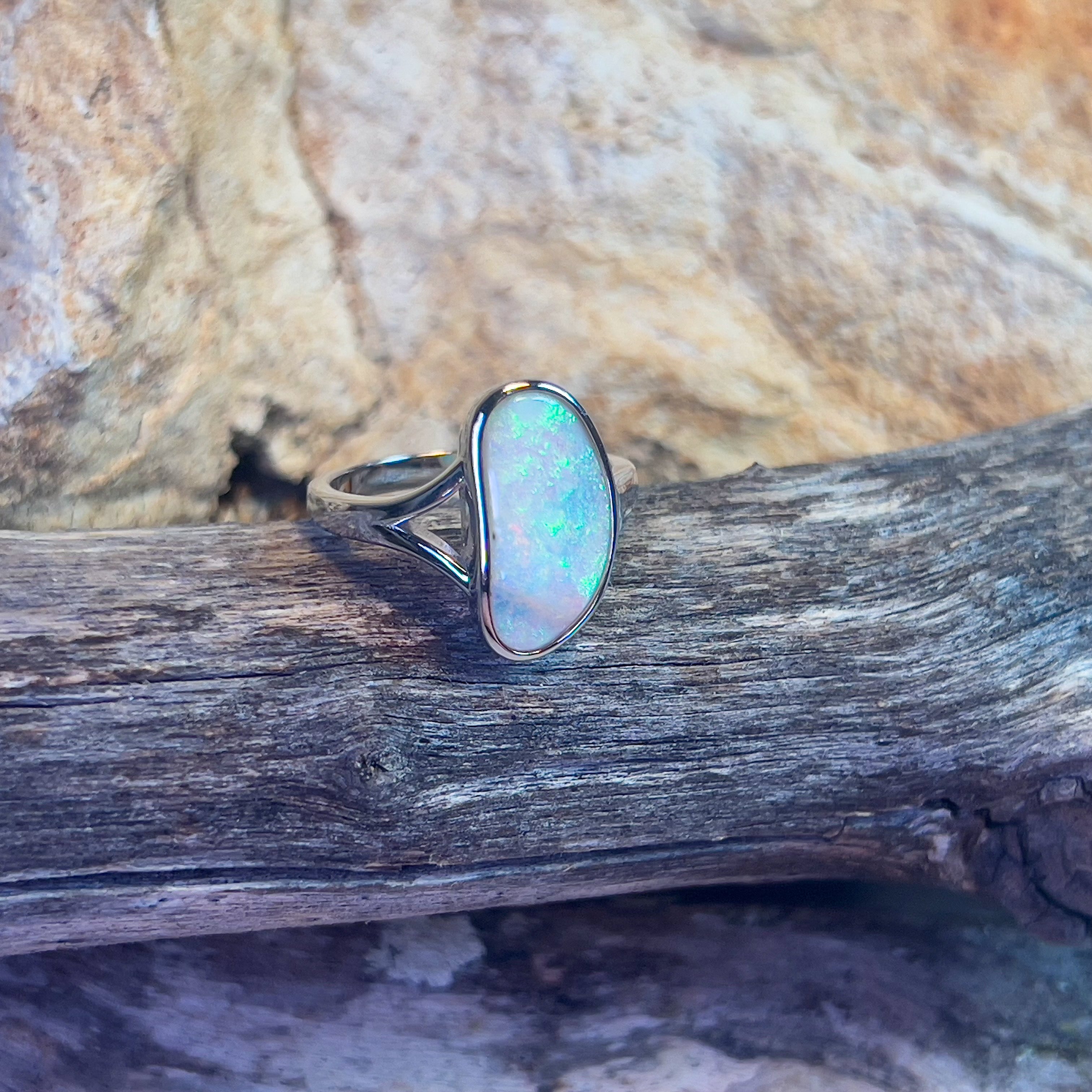 Sterling Silver freeform Crystal Opal ring 1.6ct - Masterpiece Jewellery Opal & Gems Sydney Australia | Online Shop