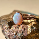 Rose Gold plated Sterling Silver 9x7mm White Opal ring bezel set - Masterpiece Jewellery Opal & Gems Sydney Australia | Online Shop