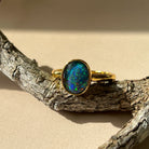 Gold-Plated Silver Ring with 10x8mm Triplet Opal - Bezel Set, Handcrafted Gemstone Jewelry, Perfect Gift for Her, Opal Ring - Masterpiece Jewellery Opal & Gems Sydney Australia | Online Shop