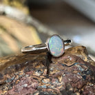 Sterling Silver Solitaire Ring - 10x8mm White Opal, Bezel Set, Minimalist Gemstone Jewelry, Ideal Gift for Her, Opal Ring - Masterpiece Jewellery Opal & Gems Sydney Australia | Online Shop