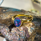 Gold plated sterling silver 9x7mm Triplet Opal ring solitaire bezel set - Masterpiece Jewellery Opal & Gems Sydney Australia | Online Shop