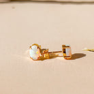 Gold Plated Sterling Silver 6x4mm White Opal studs claw pair - Masterpiece Jewellery Opal & Gems Sydney Australia | Online Shop