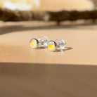 9kt White Gold 3mm Crystal Opal earrings studs - Masterpiece Jewellery Opal & Gems Sydney Australia | Online Shop