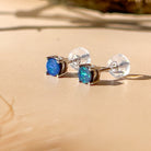 9kt White Gold pair of 4mm Doublet Opal earrings 4 claw studs - Masterpiece Jewellery Opal & Gems Sydney Australia | Online Shop