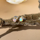 9kt Yellow Gold pair of 4mm Crystal Opal earrings 4 claw set - Masterpiece Jewellery Opal & Gems Sydney Australia | Online Shop