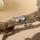 9kt Yellow Gold pair of 4mm Crystal Opal earrings 4 claw set - Masterpiece Jewellery Opal & Gems Sydney Australia | Online Shop