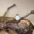 Silver rose gold plated 9x7mm White Opal trilogy ring - Masterpiece Jewellery Opal & Gems Sydney Australia | Online Shop