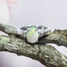 14kt White Gold 0.98ct Crystal Opal and Diamond ring - Masterpiece Jewellery Opal & Gems Sydney Australia | Online Shop